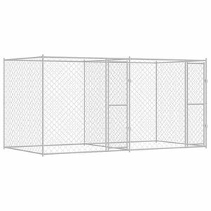vidaXL Cușcă pentru câine Argintiu 400 x 200 x 200 cm Oțel Galvanizat