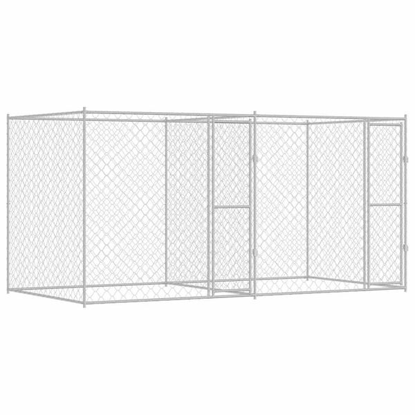 vidaXL Cușcă pentru câine Argintiu 400 x 200 x 200 cm Oțel Galvanizat