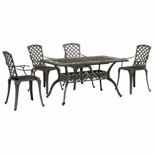 vidaXL Set mobilier de grădină, 5 piese, bronz, aluminiu turnat