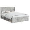 vidaXL Cadru de pat cu depozitare și tăblie Gri Beton 135 x 190 cm