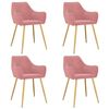 vidaXL Scaune de bucătărie, 4 buc., roz, catifea