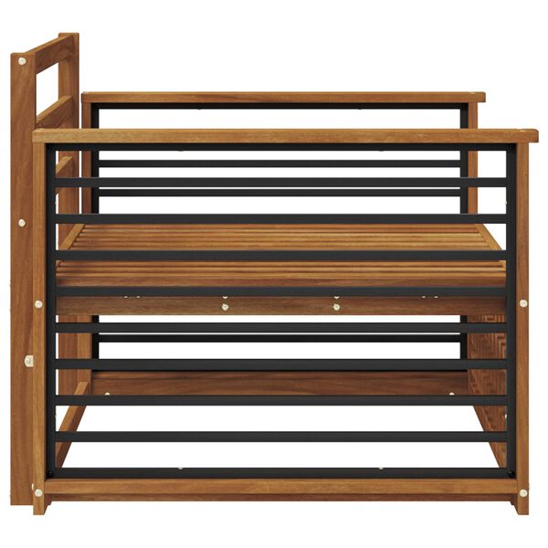 vidaXL 2 Bucată Sofa cu Brațe Lemn Solid de Acacia natural