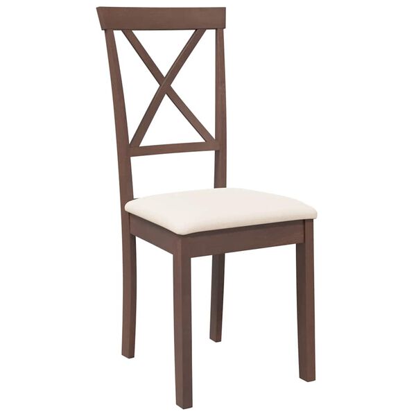 vidaXL Scaune sufragerie cu perne 2 buc. cauciuc din lemn masiv maro