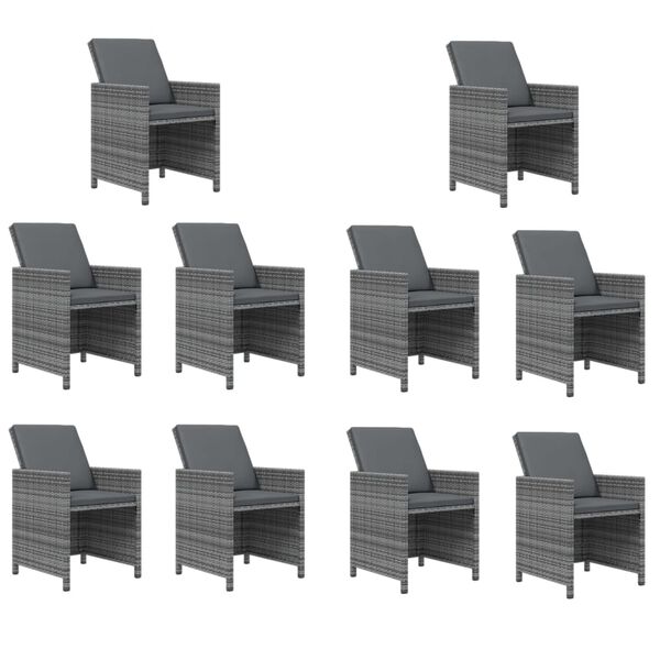 vidaXL Set mobilier de grădină cu perne, 11 piese, gri, poliratan