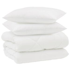 vidaXL Duvet de iarnă cu pernă 3 pcs Alb Microfibră