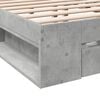 vidaXL Cadru de pat cu sertare, gri beton, 135x190 cm, lemn prelucrat