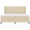 vidaXL Pat cu arcuri cu saltea cu headboard Crem 200 x 200 cm țesătură