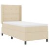 vidaXL Pat cu arcuri cu saltea cu headboard Crem 90 x 190 cm țesătură