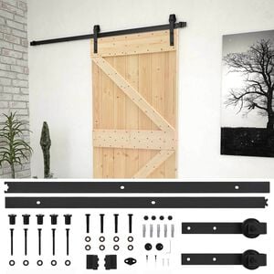 vidaXL Ușă glisantă 90 x 210 cm Lemn masiv de pin Natural și Negru