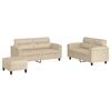vidaXL Set de canapele cu perne, 3 piese, crem, microfibră