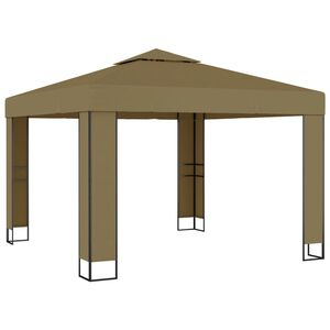 vidaXL Pavilion cu acoperiș dublu, gri taupe, 3 x 3 x 2,7 m, 180 g/m&sup2;