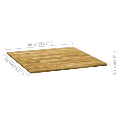 vidaXL Blat de masă, lemn masiv de stejar, pătrat, 23 mm, 80x80 cm