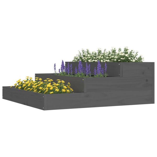 vidaXL Jardinieră, gri, 78x78x27 cm, lemn masiv de pin
