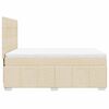 vidaXL Pat box spring cu saltea, crem, 140x200 cm, textil