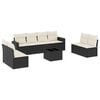 vidaXL Set mobilier de grădină cu perne, 9 piese, negru, poliratan