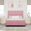 vidaXL Pat cu arcuri cu headboard Roz 160 x 200 cm Catifea