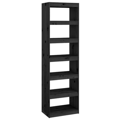 vidaXL Bibliotecă/Separator cameră negru 60x30x199,5 cm lemn masiv pin