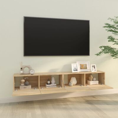 vidaXL Dulapuri TV de perete 2 buc. stejar 100x30x30 cm lemn compozit