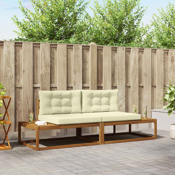 vidaXL Set de canapele de exterior cu pernă 2 Bucată Natural și Crem