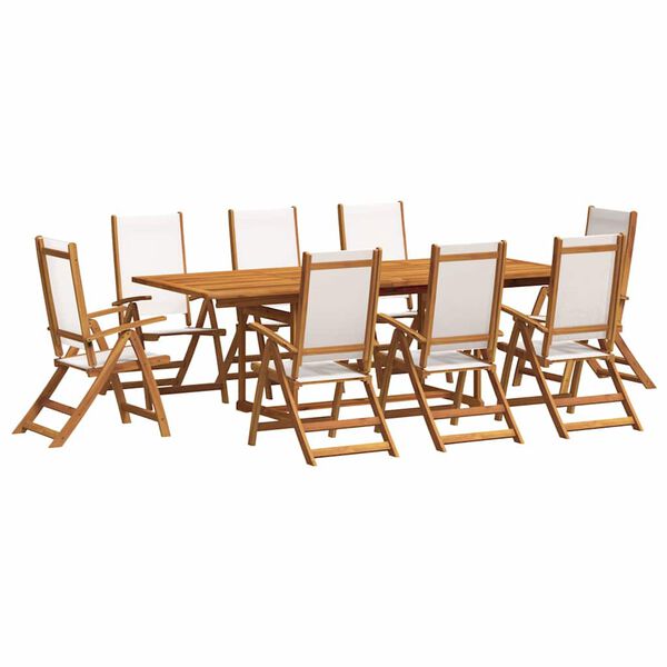 vidaXL Set mobilier de grădină, 9 piese, lemn masiv acacia/textilenă