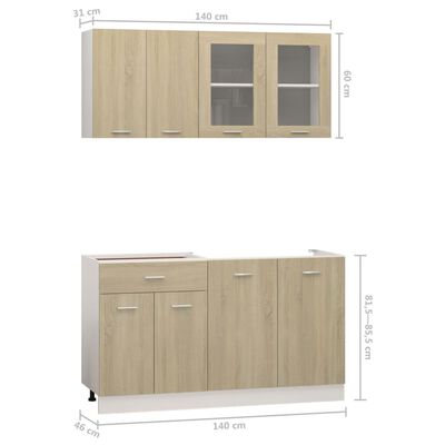vidaXL Set dulapuri bucătărie, 4 piese, stejar sonoma, lemn prelucrat