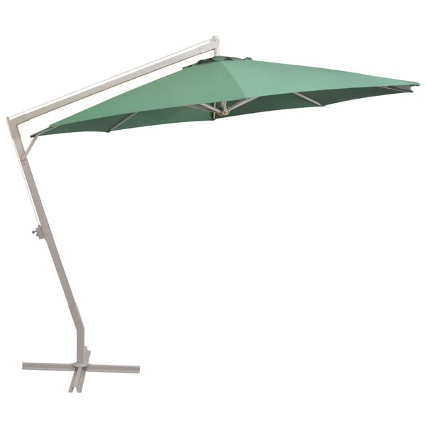 vidaXL Umbrelă de soare suspendată 350 cm, st&acirc;lp de aluminiu, verde