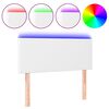 vidaXL Tăblie de pat cu LED, alb, 80x5x78/88 cm, piele ecologică