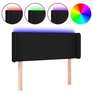 vidaXL Tăblie de pat cu LED, negru, 83x16x78/88 cm, textil