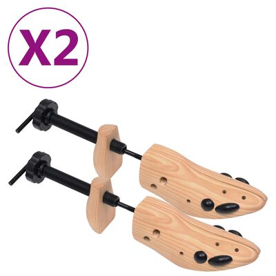 vidaXL Șanuri de pantofi, 2 perechi, mărime 36-40, lemn masiv de pin