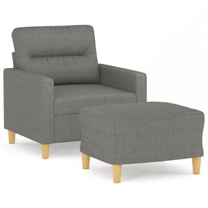 vidaXL Fotoliu canapea cu taburet, gri &icirc;nchis, 60 cm, textil