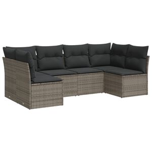 vidaXL Set mobilier grădină cu perne, 6 piese, gri, poliratan