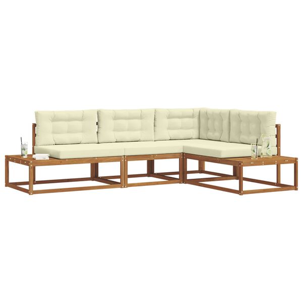 vidaXL Set de canapele de exterior 4 Bucată Natural și Crem