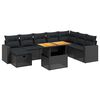 vidaXL Set mobilier de grădină cu perne, 9 piese, negru, poliratan