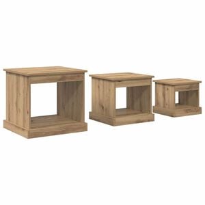 vidaXL Masă de cafea 3 pcs Stejar Artizanal Lemn compozit