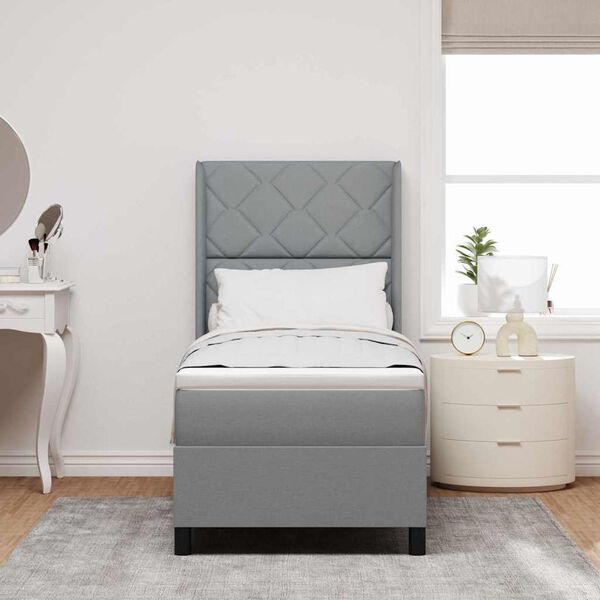 vidaXL Pat cu arcuri cu saltea Gri deschis 200 x 80 cm țesătură