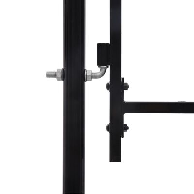 vidaXL Poartă de gard cu o ușă, vârf arcuit, negru, 1 x 1,5 m, oțel