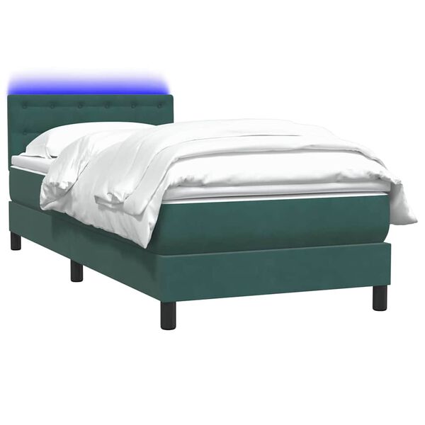 vidaXL Pat box spring cu saltea, verde închis, 80x210 cm, catifea