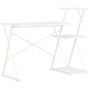 vidaXL Birou cu raft, alb, 116 x 50 x 93 cm