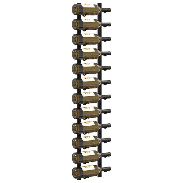 vidaXL Suport sticle de vin montat pe perete, 12 sticle, negru, fier