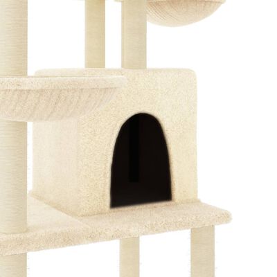 vidaXL Ansamblu de pisici cu stâlpi din funie de sisal, crem, 180 cm