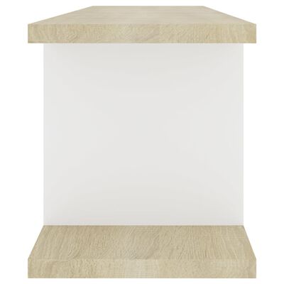 vidaXL Rafturi de perete, 2 buc., alb/stejar sonoma, 75x18x20 cm, lemn