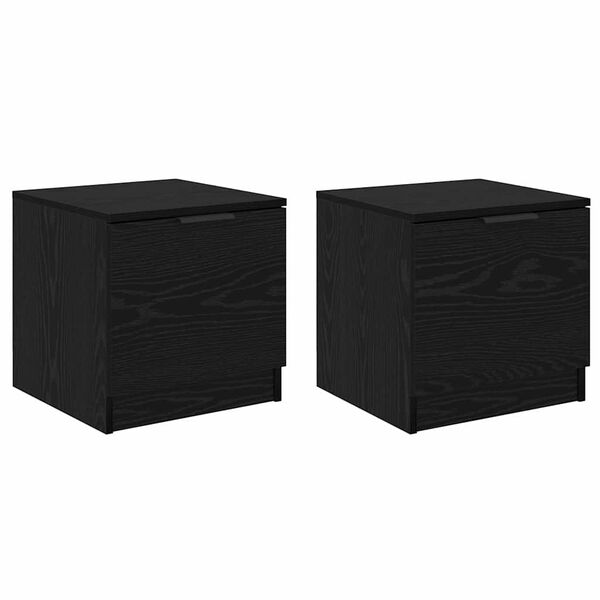 vidaXL Dulap de pat 2 pcs Stejar Negru 40 x 39 x 40cm Lemn compozit