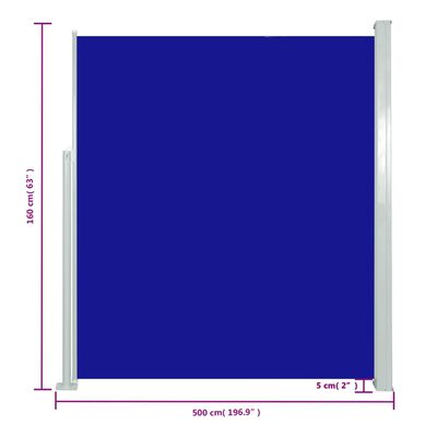 vidaXL Copertină laterală retractabilă de terasă, albastru, 160x500 cm