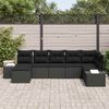 vidaXL Set de canapele pentru grădină cu pernă 7 pcs Negru poliratan