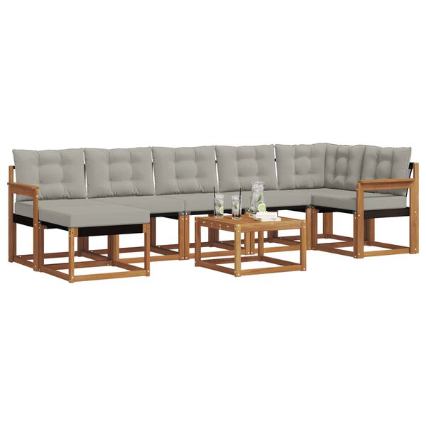 vidaXL Set de canapele de exterior 8 pcs Gri natural și deschis