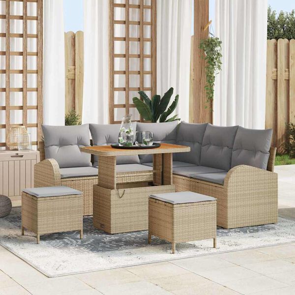 vidaXL Set de canapele pentru grădină 8 pcs Beige și gri deschis