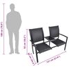 vidaXL Bancă de grădină cu 2 locuri, negru, 131 cm, oțel și textilenă