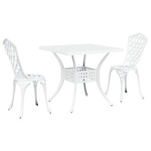 vidaXL Set masă de grădină 3 pcs Alb Aluminiu turnat