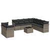 vidaXL Set mobilier de grădină cu perne, 10 piese, gri, poliratan