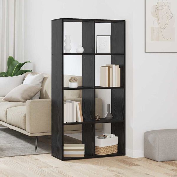 vidaXL Dulap pentru cărți Stejar Negru 69,5 x 29 x 137,5 cm